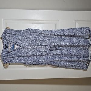 Hilary Radley Blue White Speckled Lightweight Lined Sleeveless Tunic Dress 10